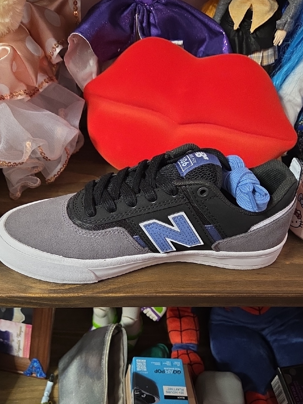 New Balance  Black, Gray & Blue Low-Top Sneaker